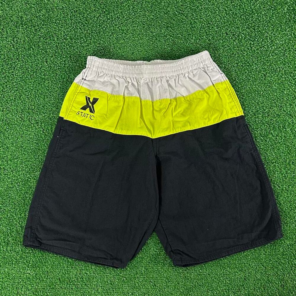 Vintage 80s 90s X-Static Striped Colorblock Cotton Surf Shorts